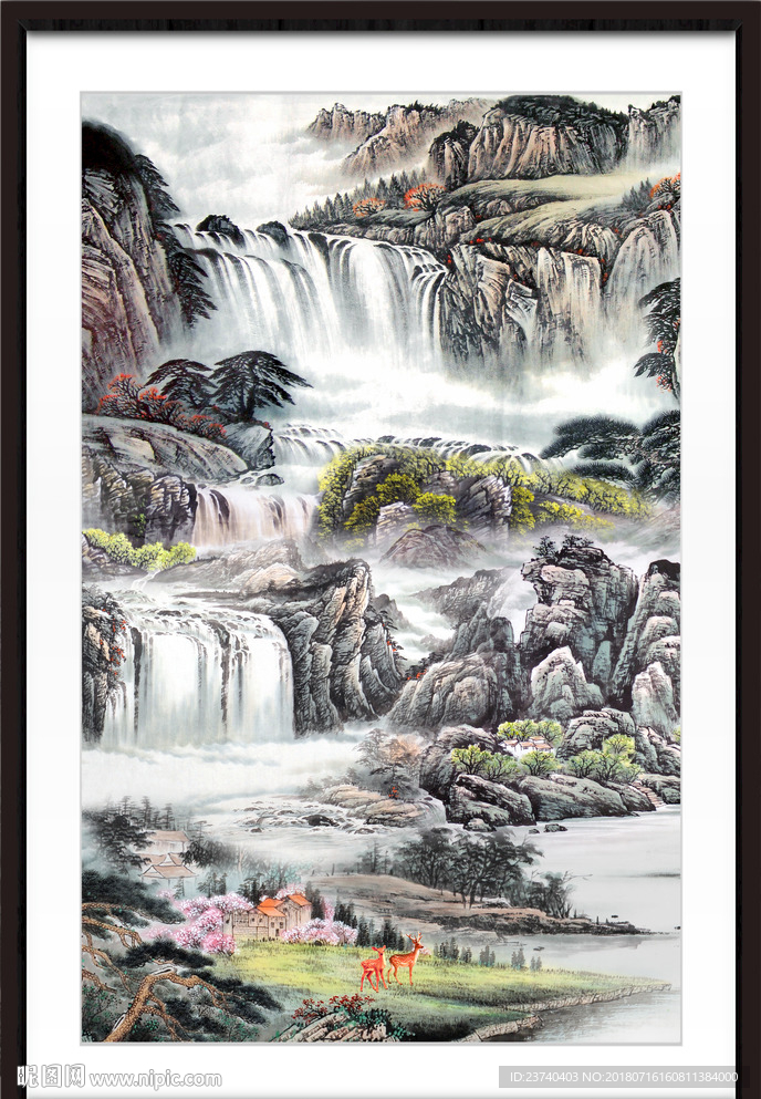 竖幅国画山水