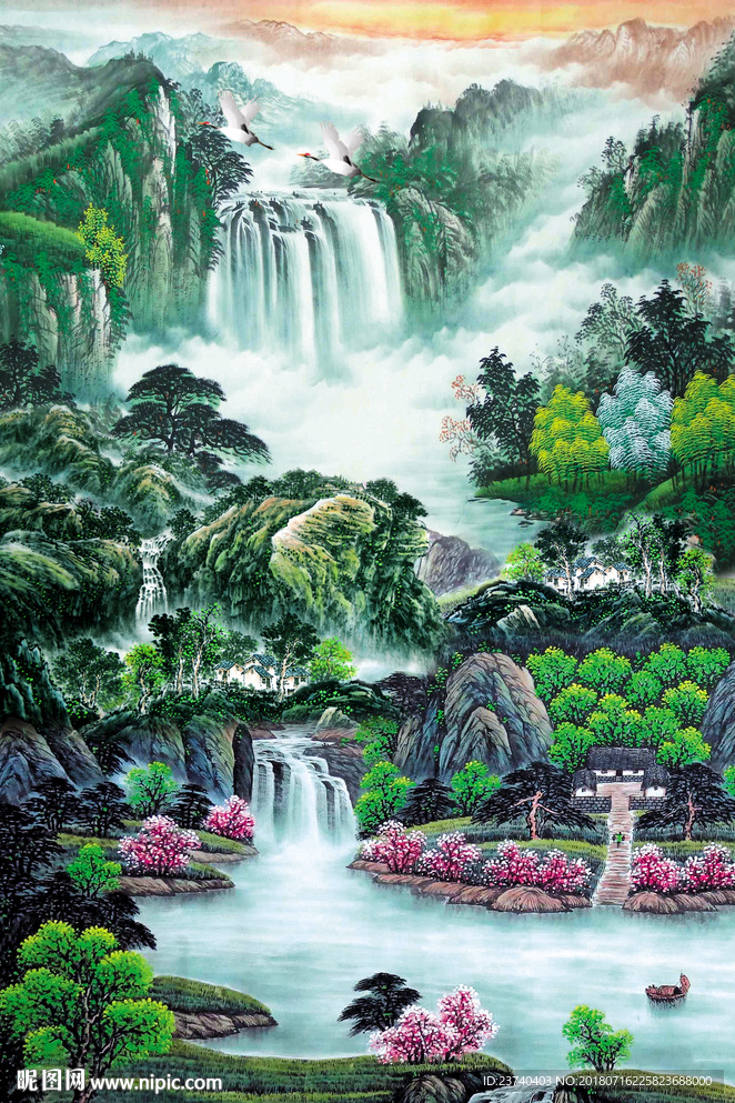 山水国画玄关