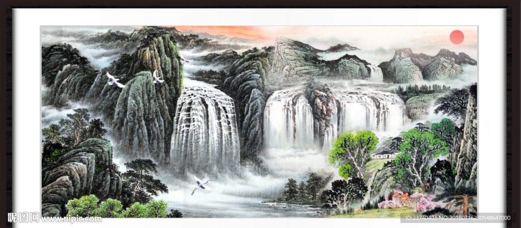 山水国画 旭日东升