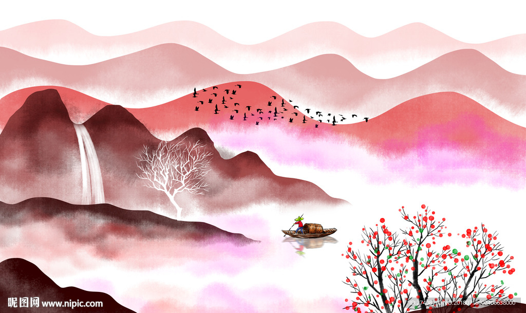 抽象山水背景墙