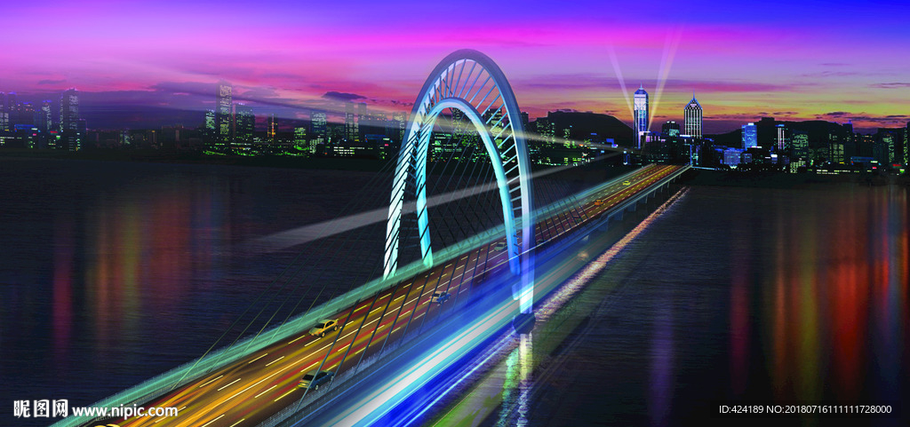 城市夜景桥