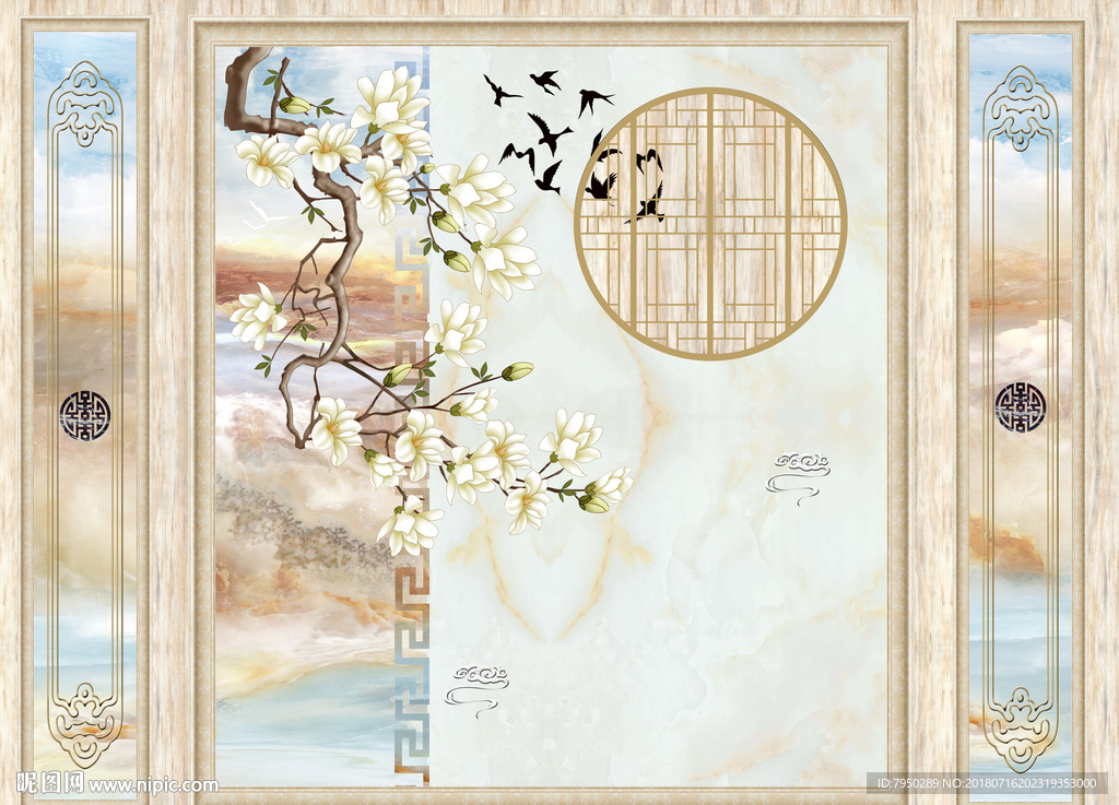新中式背景墙