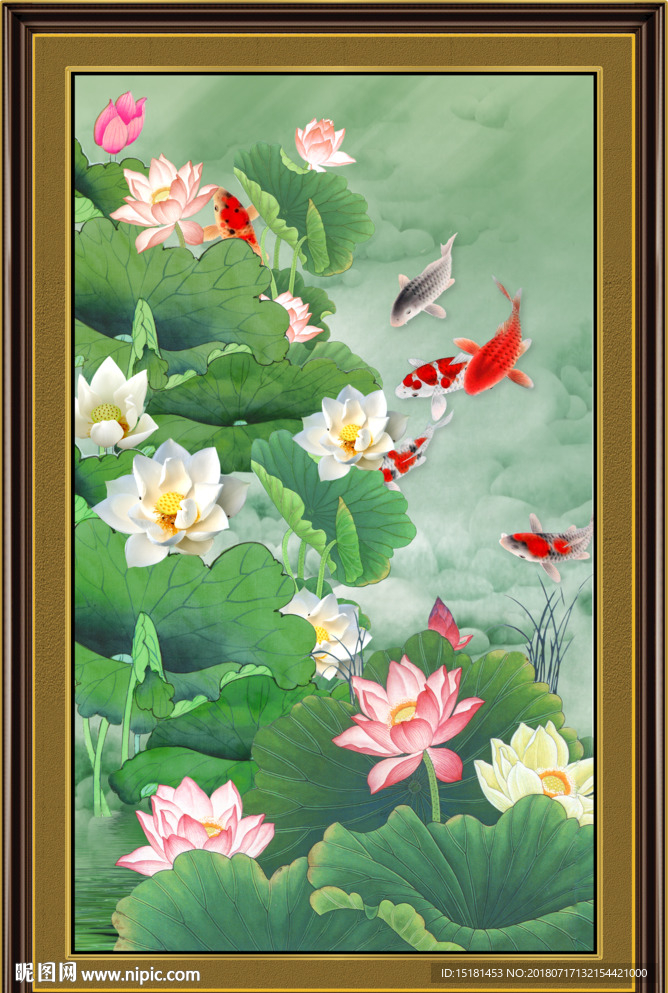 竖幅荷花