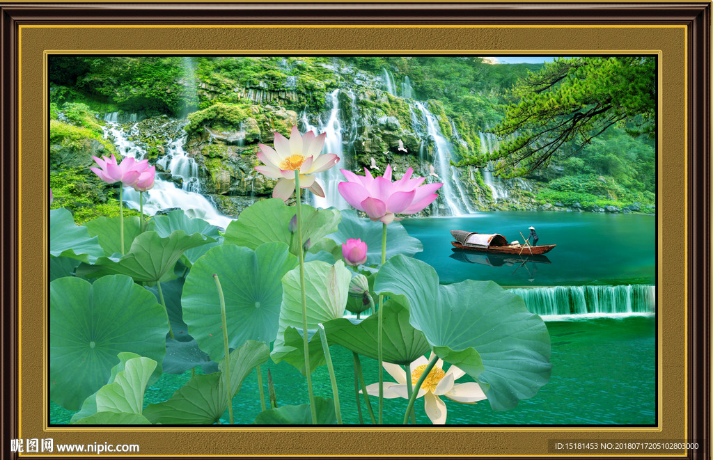 山水 风景荷花