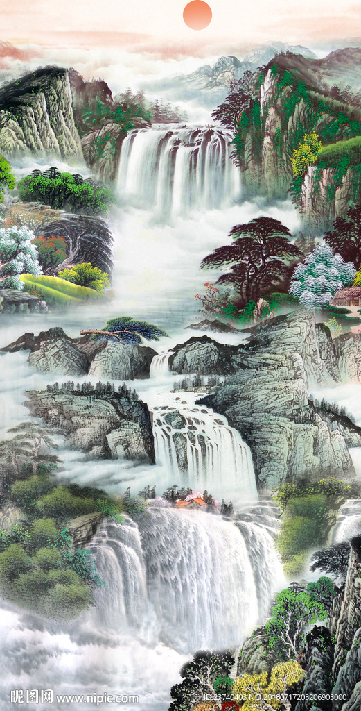山水国画玄关