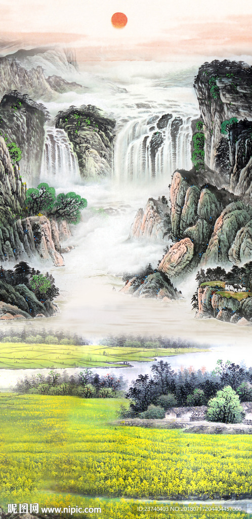 山水国画玄关