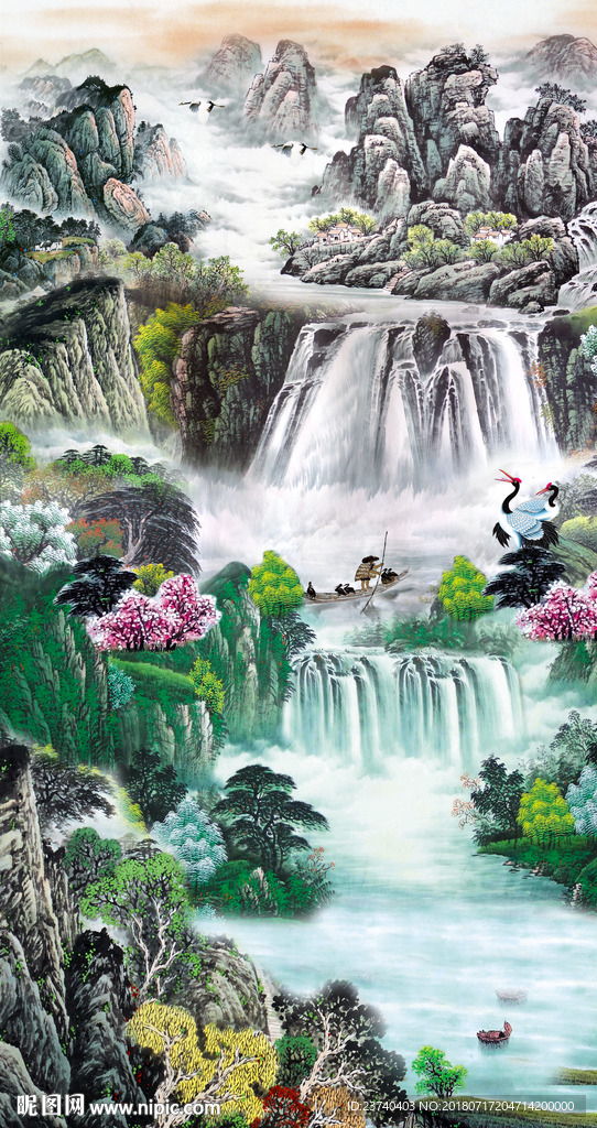 山水国画玄关