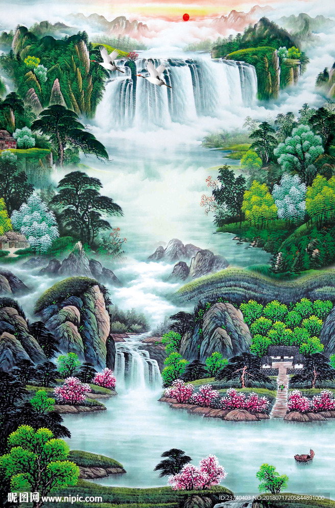 山水国画玄关