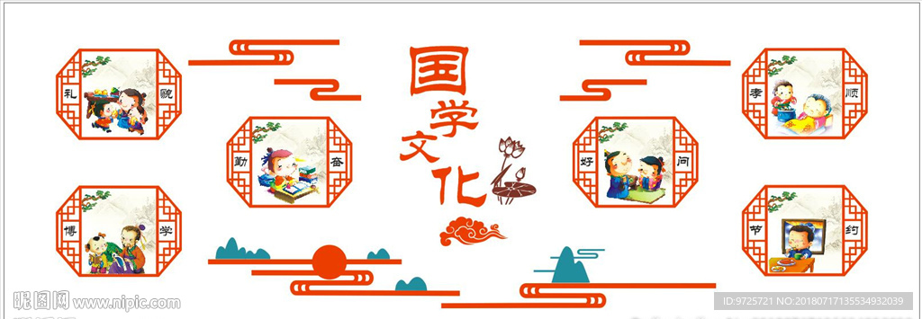 学校国学文化装饰墙贴