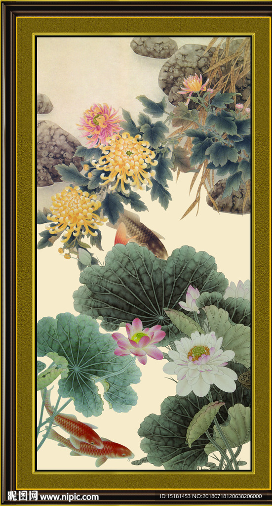 竖幅荷花
