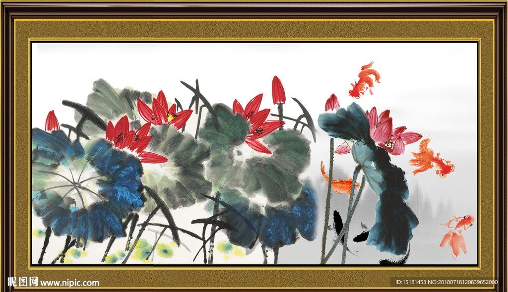 荷花国画