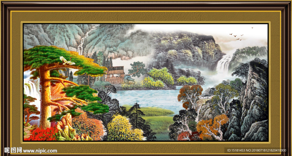 国画迎客松