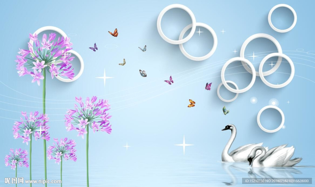 3D梦幻花朵图