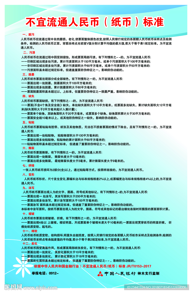 不宜流通人民币标准