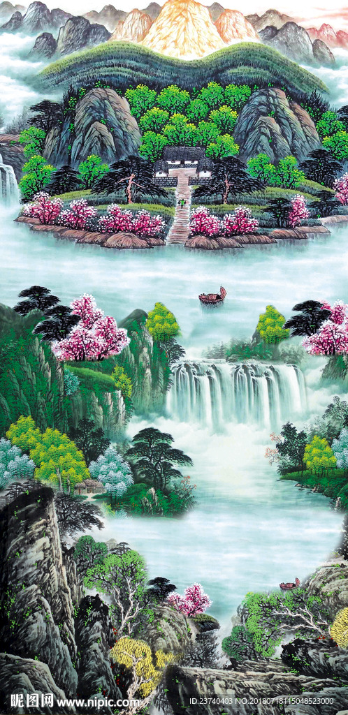 山水国画玄关