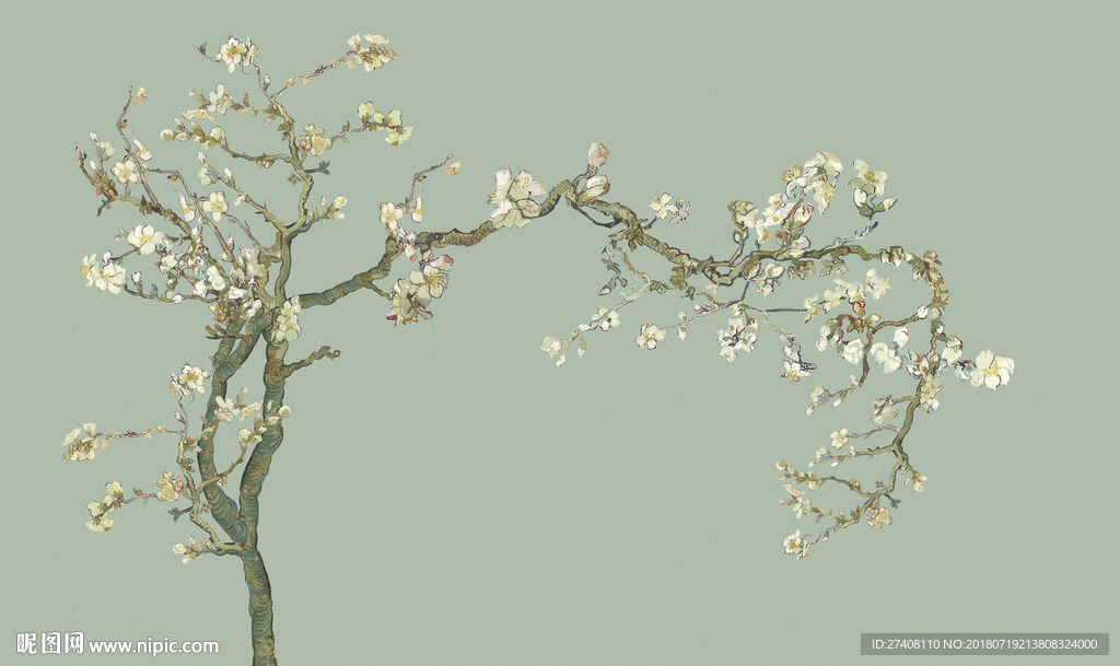 手绘花鸟背景墙