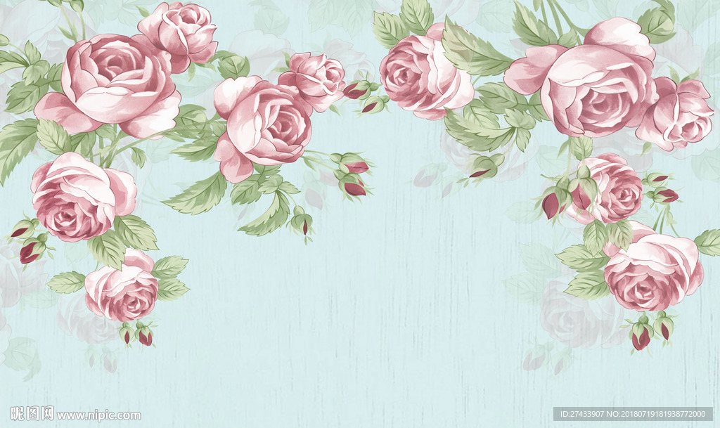 手绘花鸟背景墙