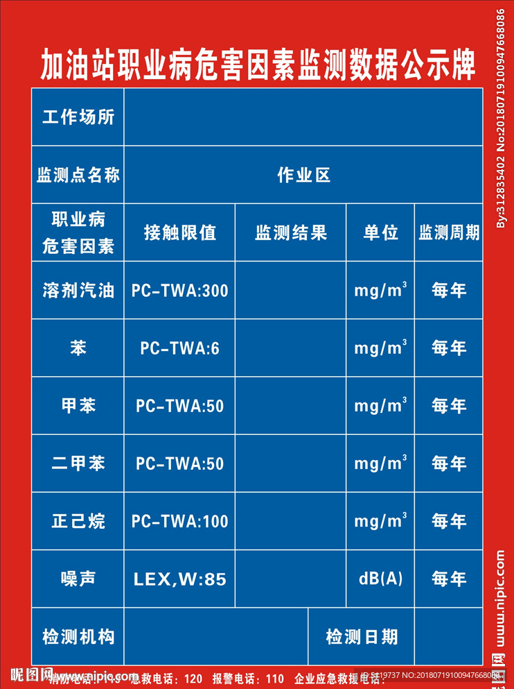 加油站职业病危害公示牌