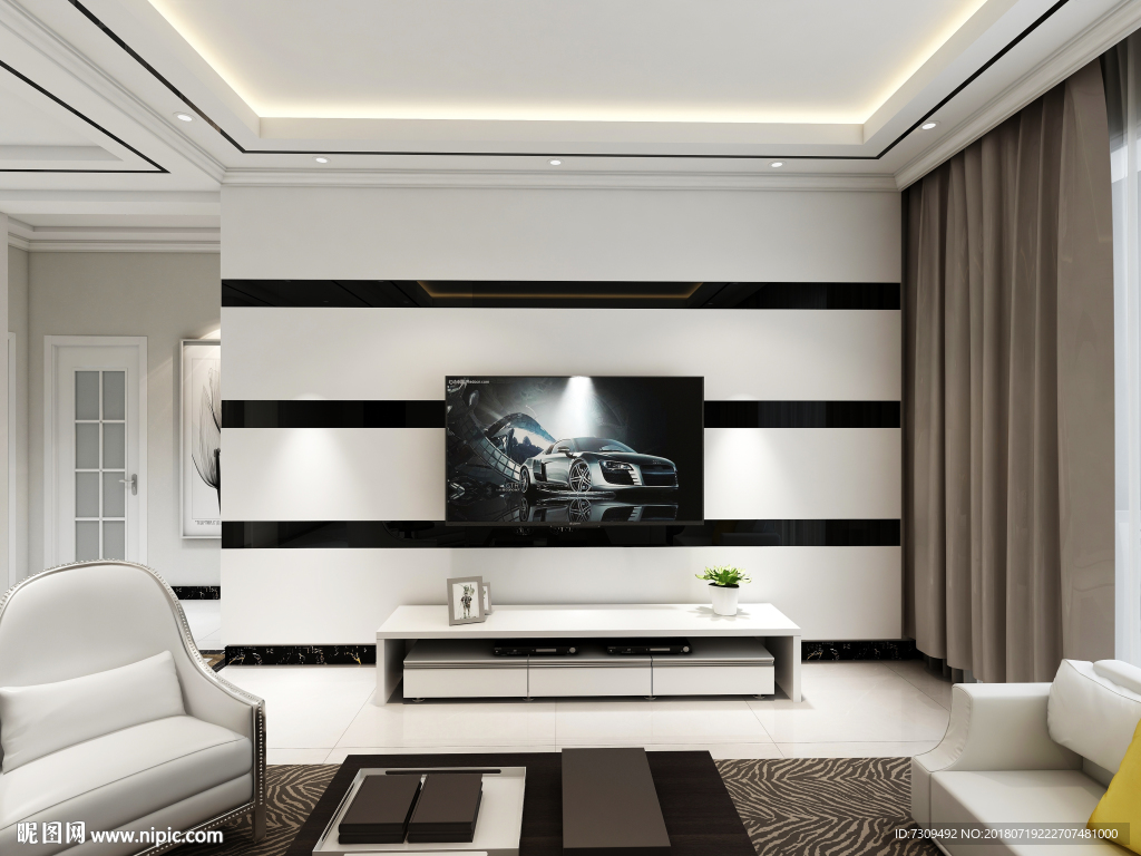 现代简约室内客厅装修效果图