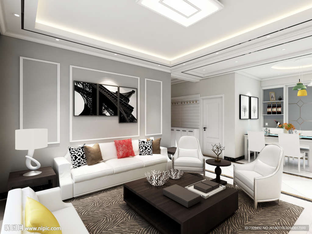 现代简约客厅装修效果图