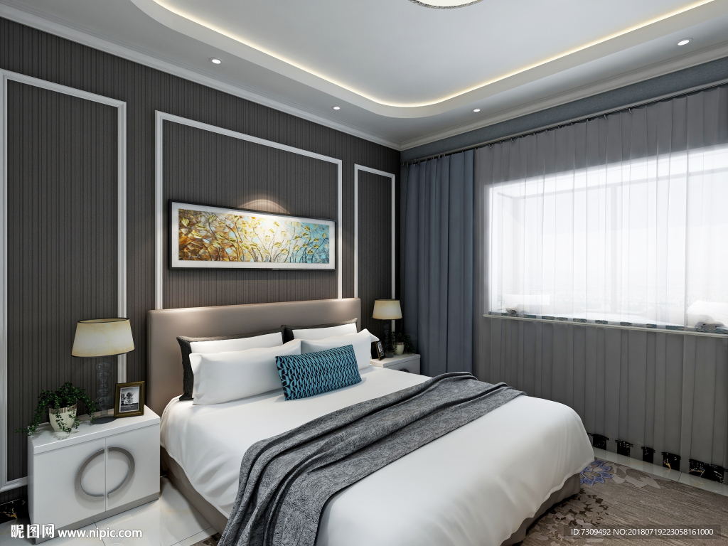 现代简约轻奢风格卧室装修效果图