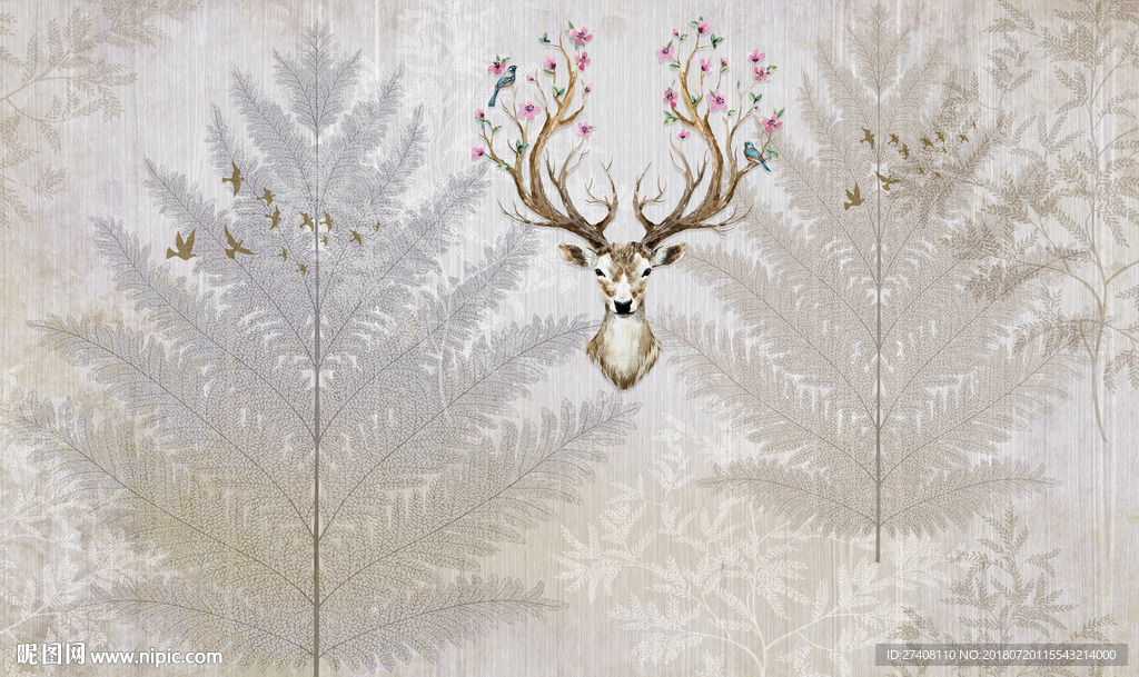 麋鹿背景墙