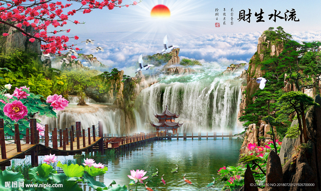 山水画背景墙