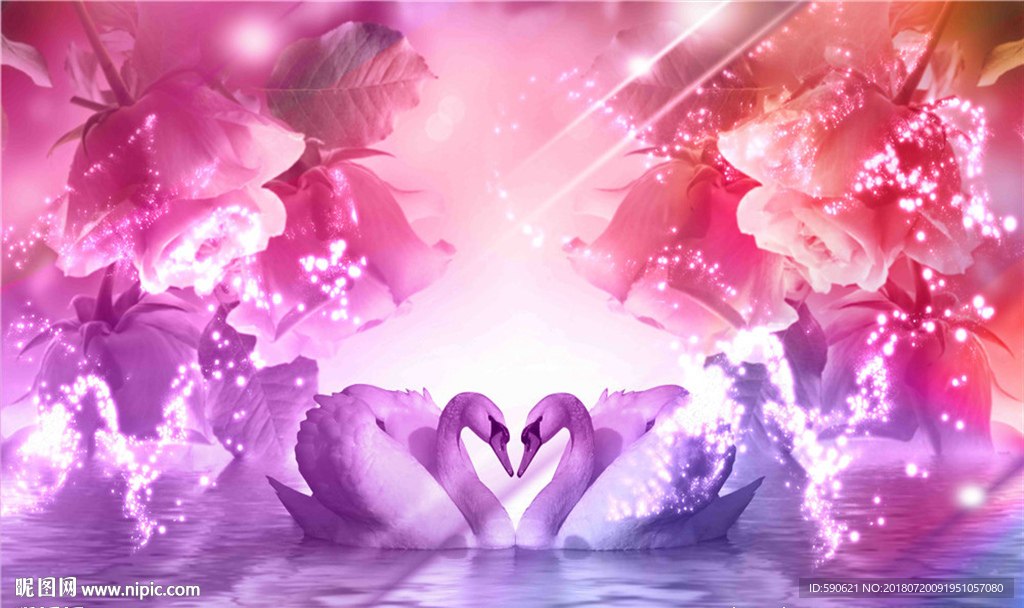 天鹅背景墙壁画