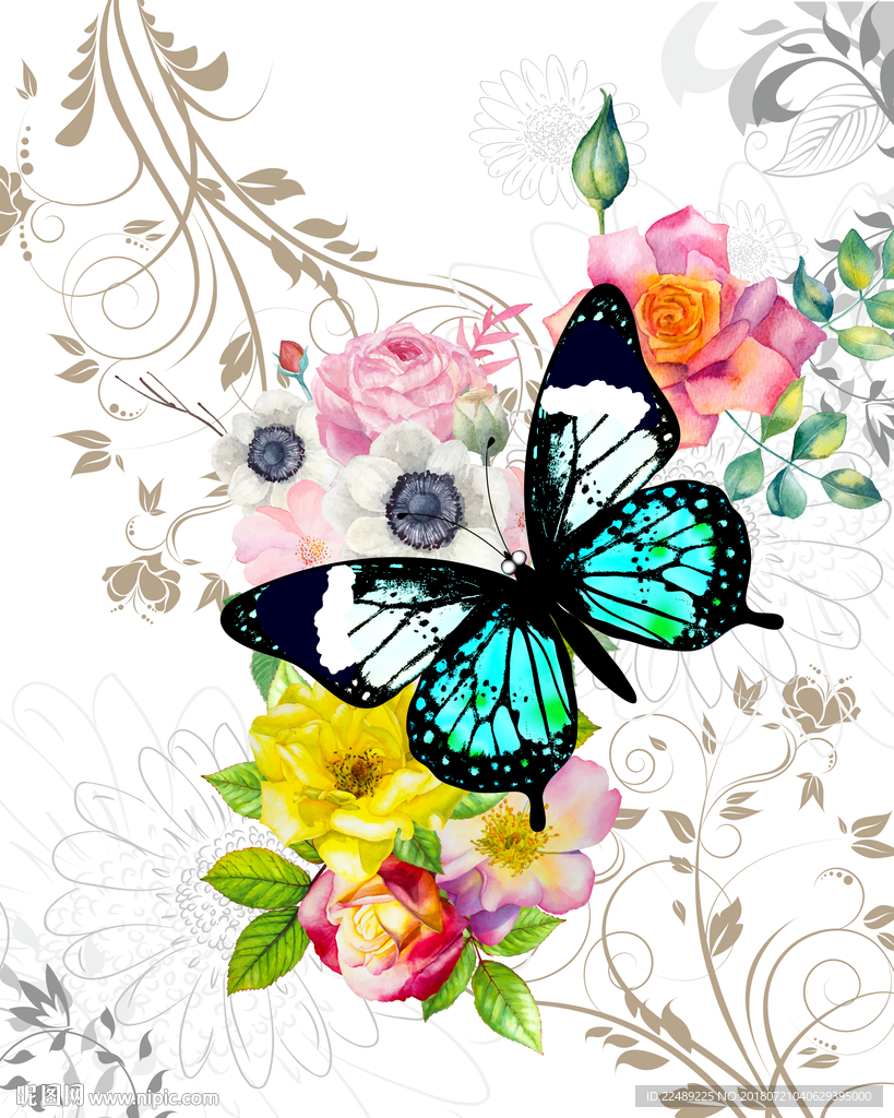 蝴蝶图案印花