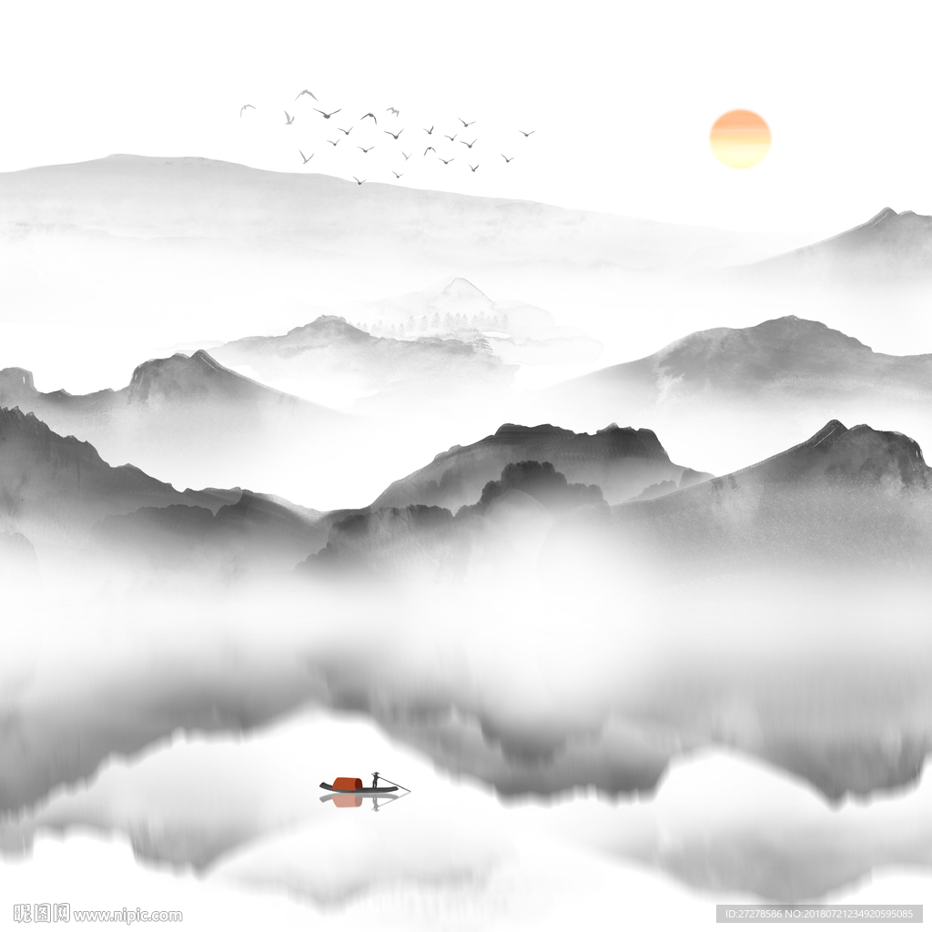 高清水墨山水装饰画