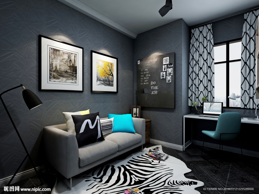 简约工业风书房装修效果图