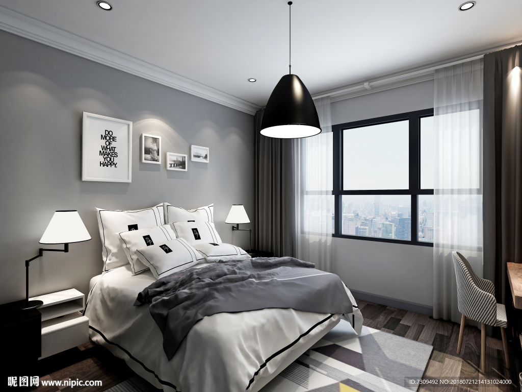 简约工业风卧室装修效果图