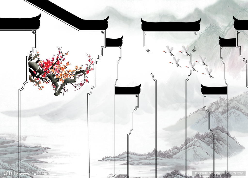 新中式背景墙