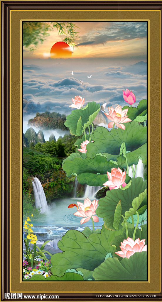 山水风景荷花