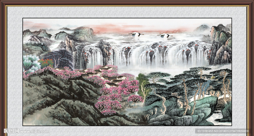 国画山水 流水生财