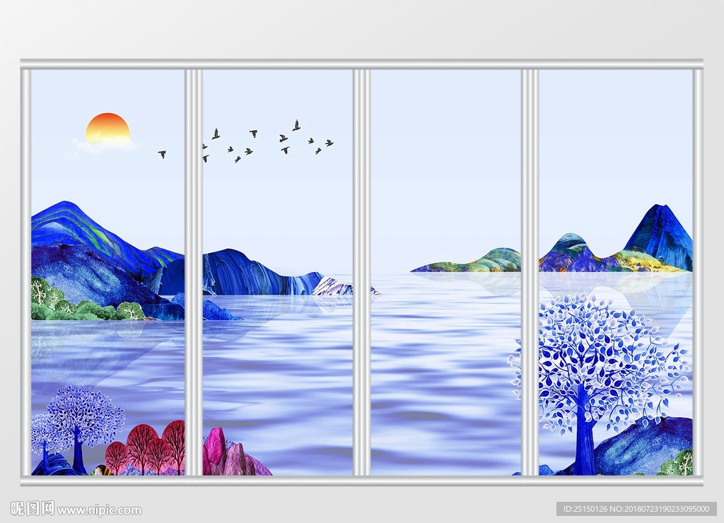 新中式山水唯美移门