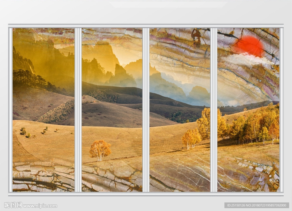 大理石纹理风景移门