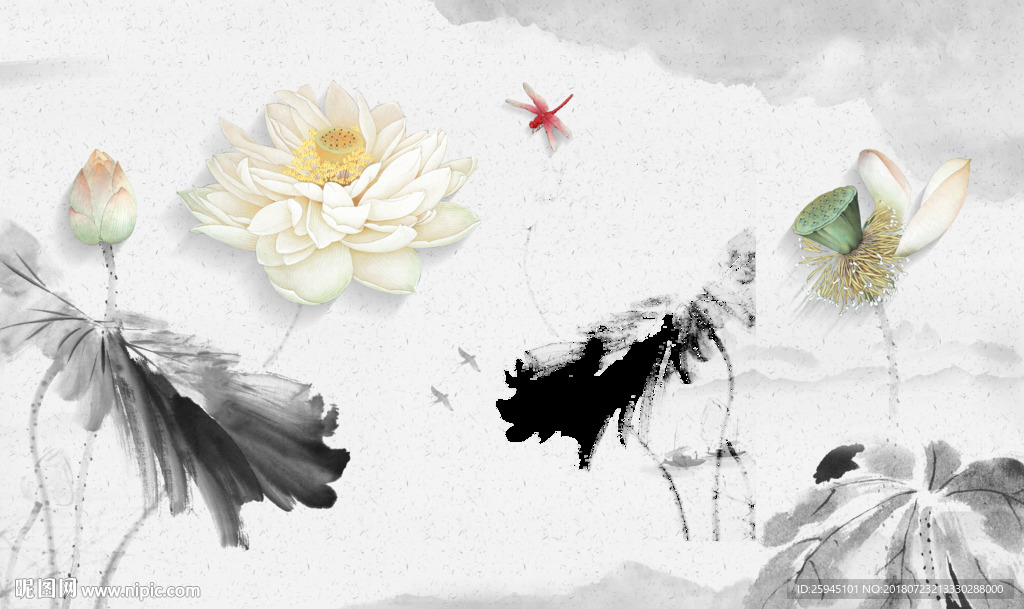 抽象中式背景墙