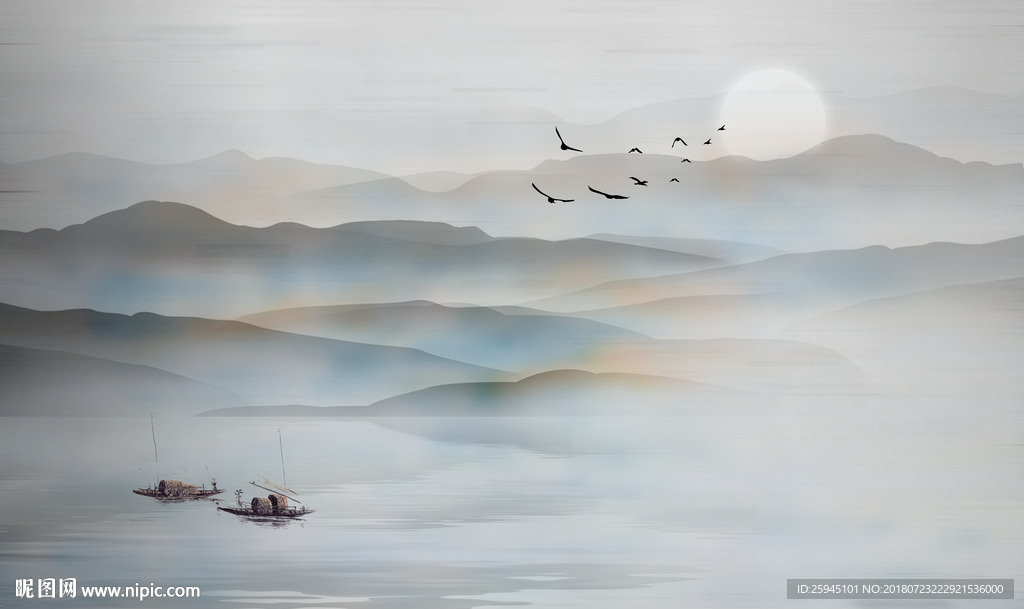 抽象中式背景墙