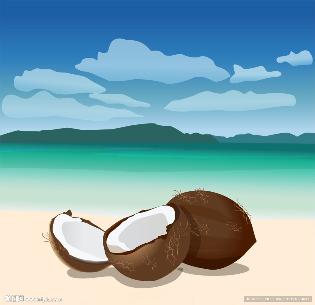 矢量海滩椰子