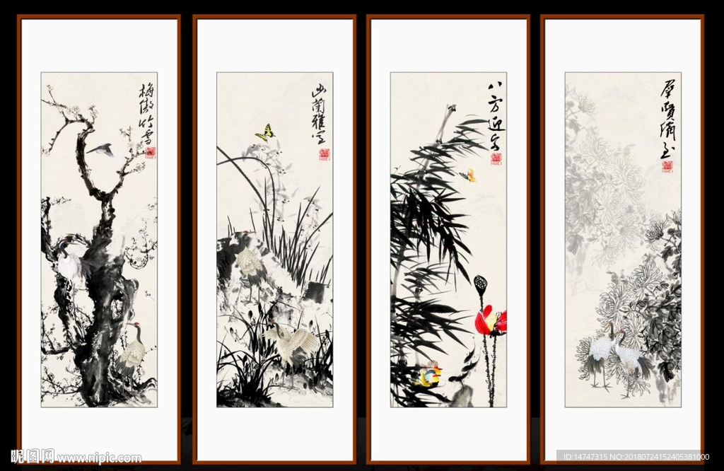水墨画梅兰竹菊