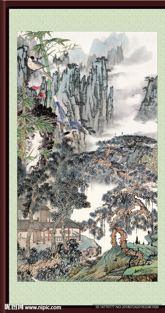 竖幅国画山水
