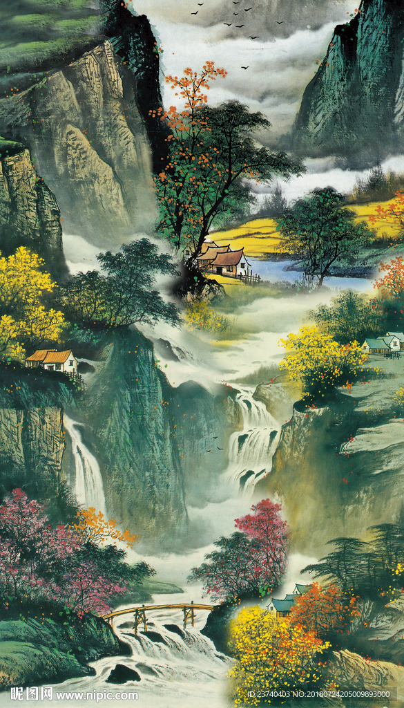 山水国画玄关