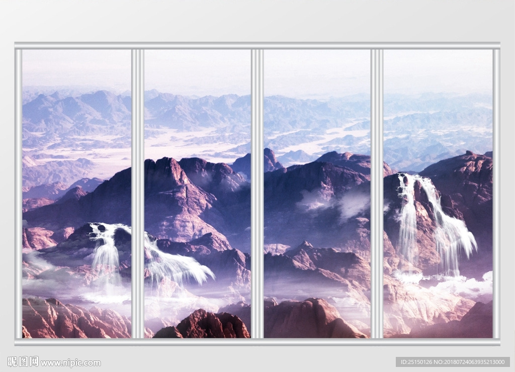 大理石山水移门