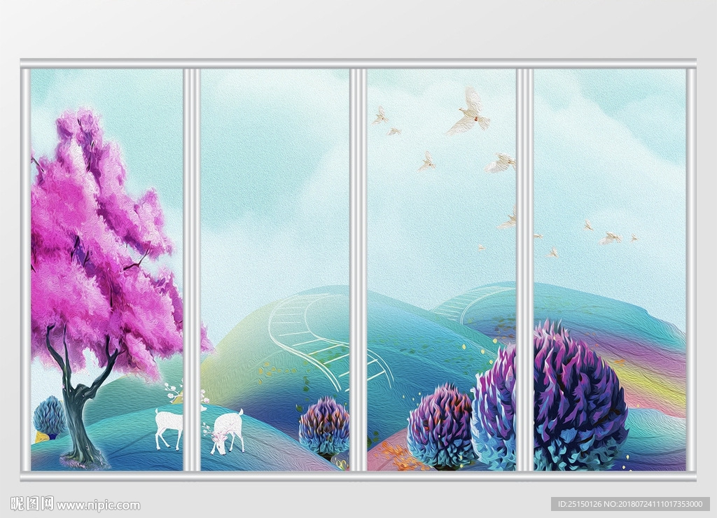 风景画移门