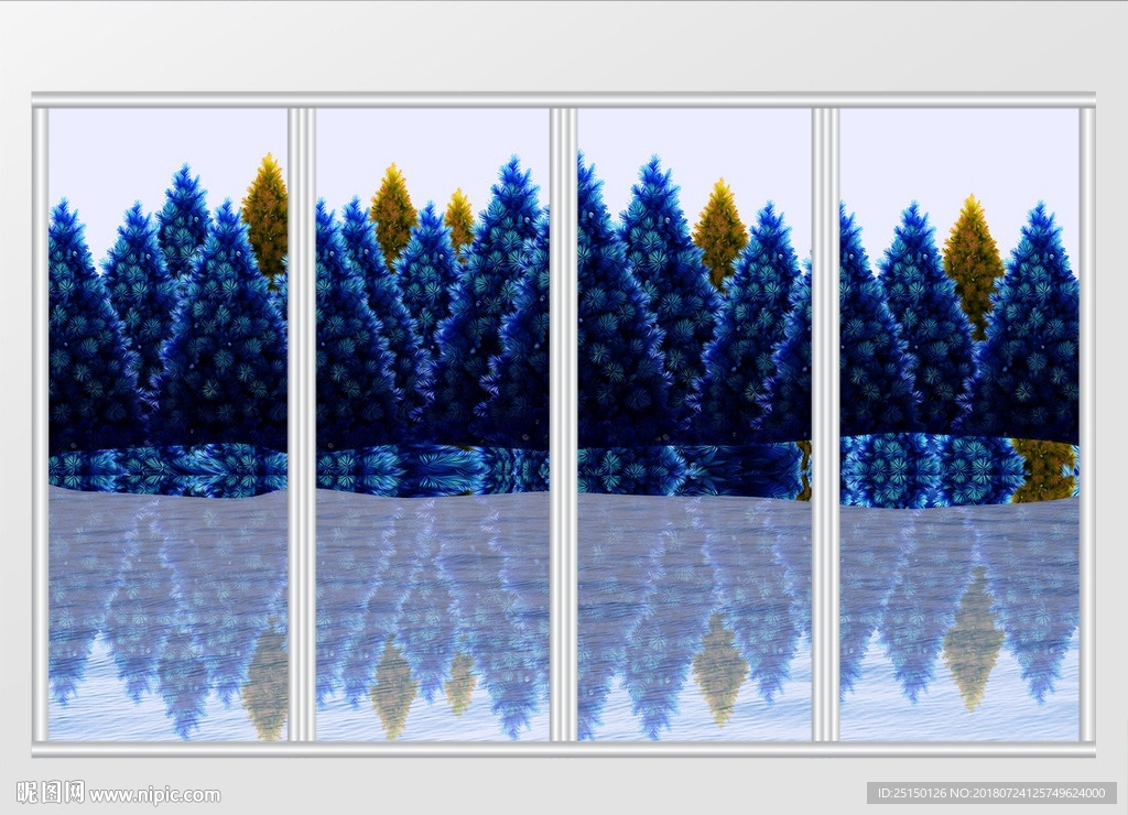 现代简约自然山水树林移门