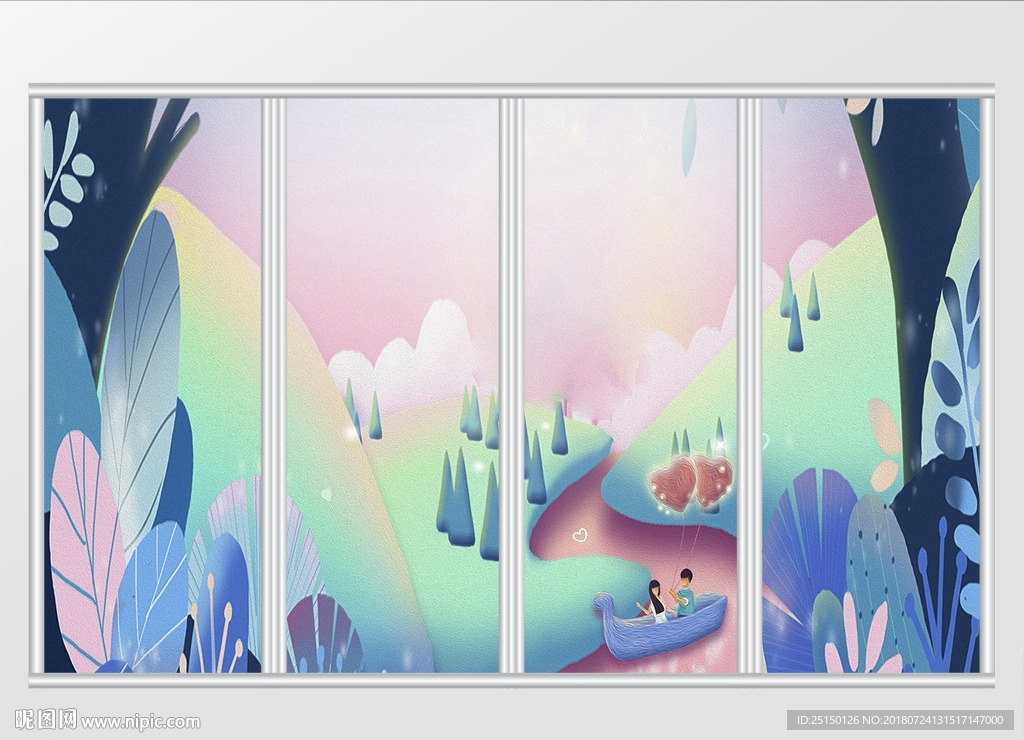 现代自然风景画移门