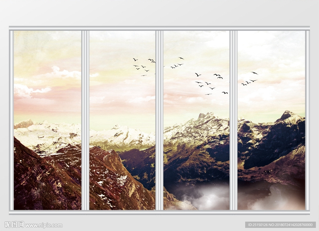 大理石纹风景移门