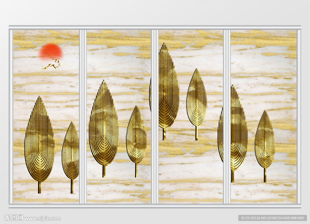 金色创意小树移门