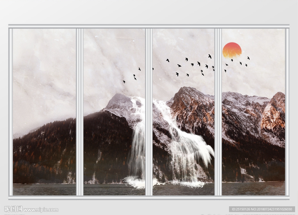 大理石纹海纳百川岩石水移门